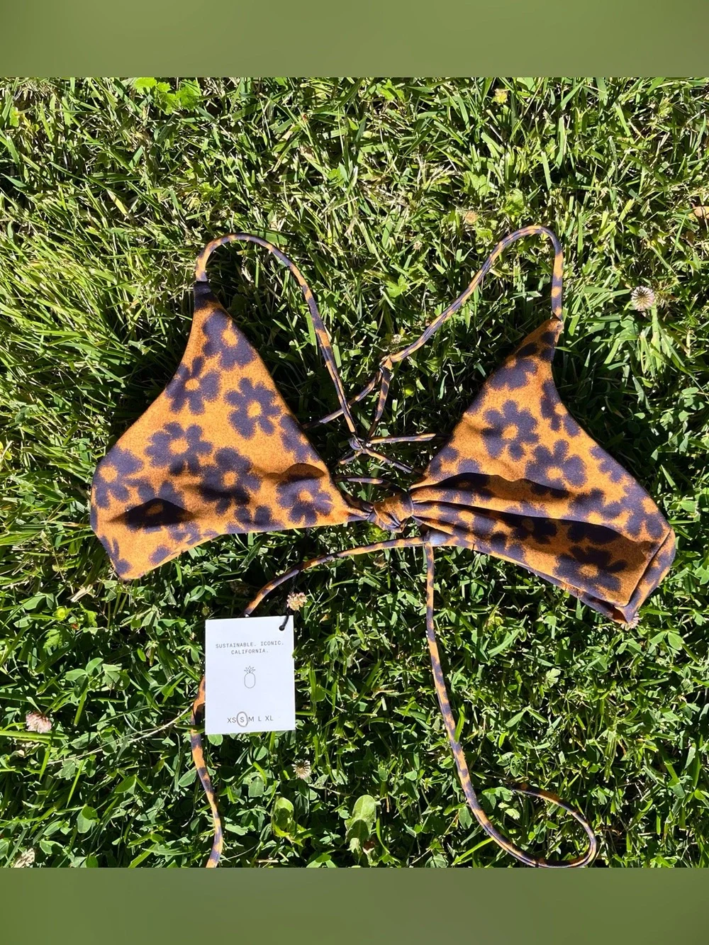 Skatie Sarah Bikini Top Hendrix Floral Print Dream Girl Small Knot Front LA Made